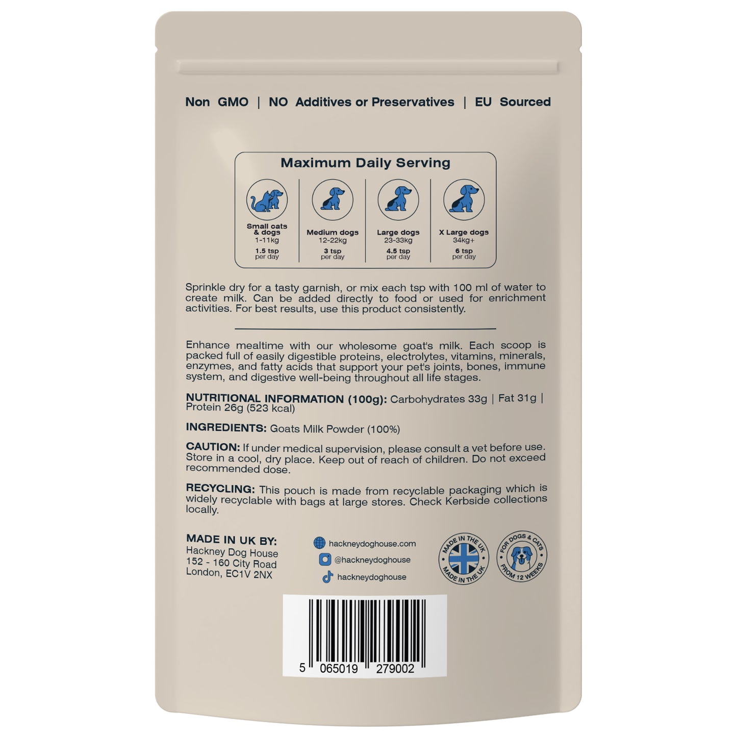 Single Pack | Goats Milk Powder for Dogs | Makes Six Pints (RRP: £16.95)