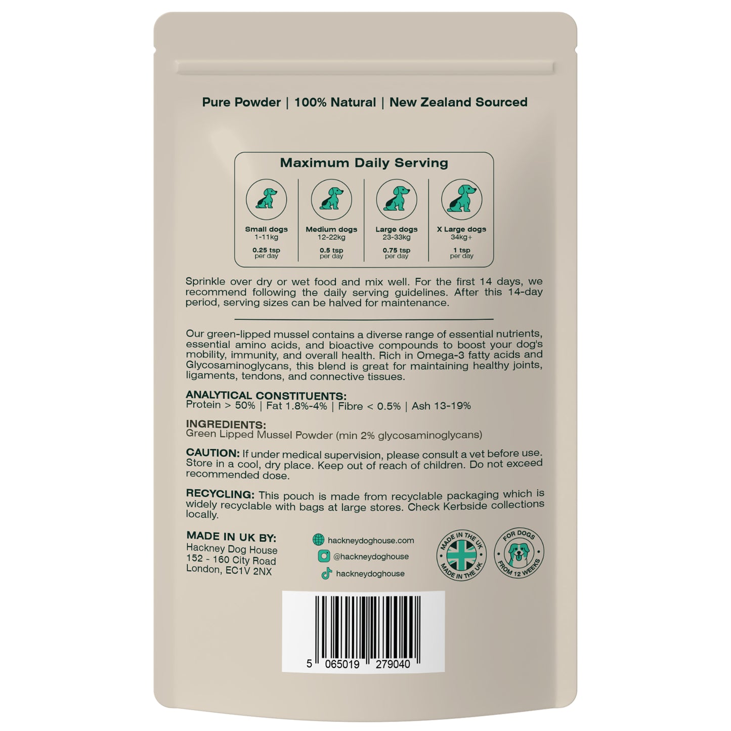 50 Pack Box | Green Lipped Mussel Powder for Dogs | 80 Servings | 30 Servings (RRP: £13.95 per unit)