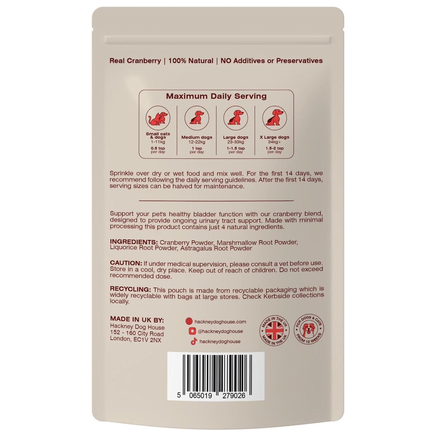 Single Pack | Urinary Cranberry for Dogs | 40 Servings | (RRP: £16.95)