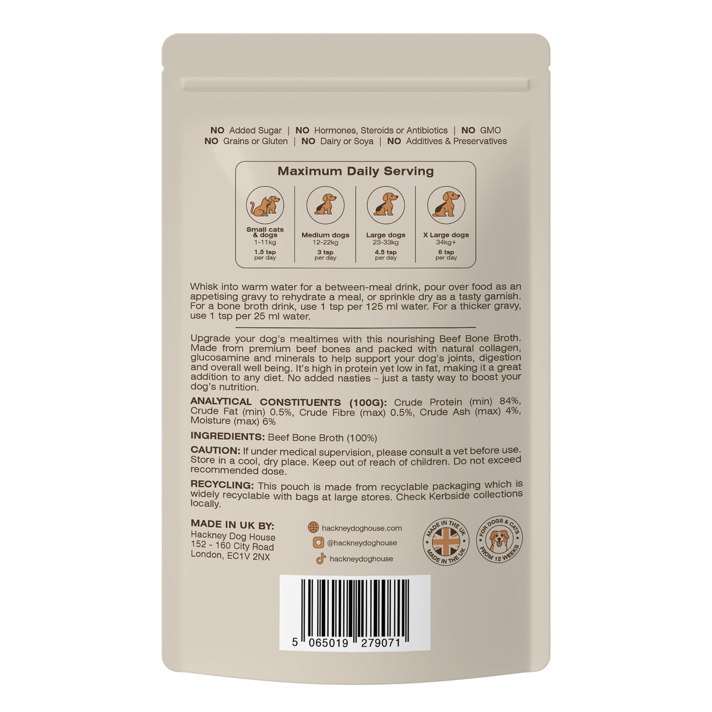 Single Pack | Beef Bone Broth Powder for Dogs | Makes Five Litres (RRP: £17.95)