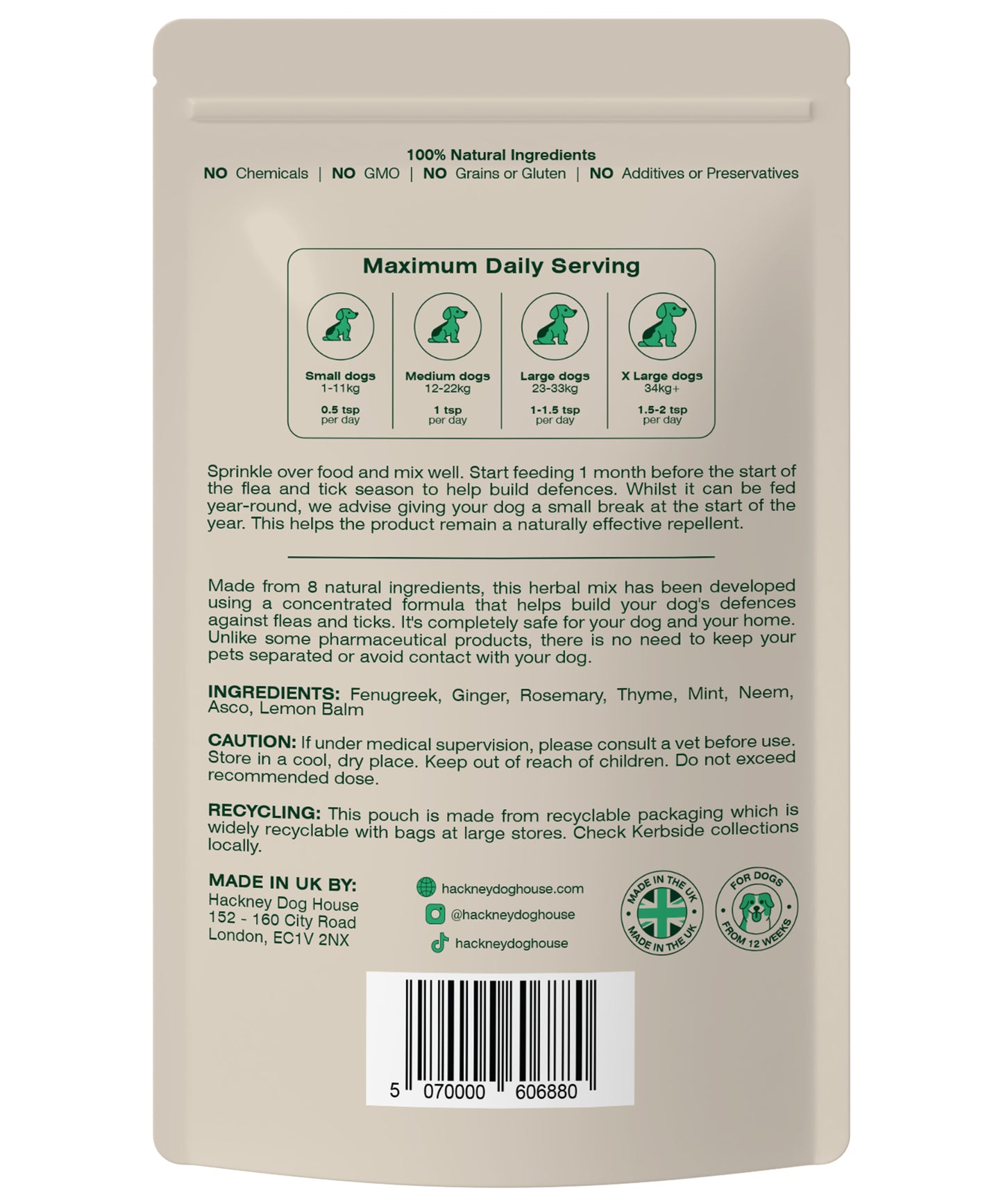 Single Pack | Herbal Flea & Tick for Dogs | 80 Servings (RRP: £16.95)